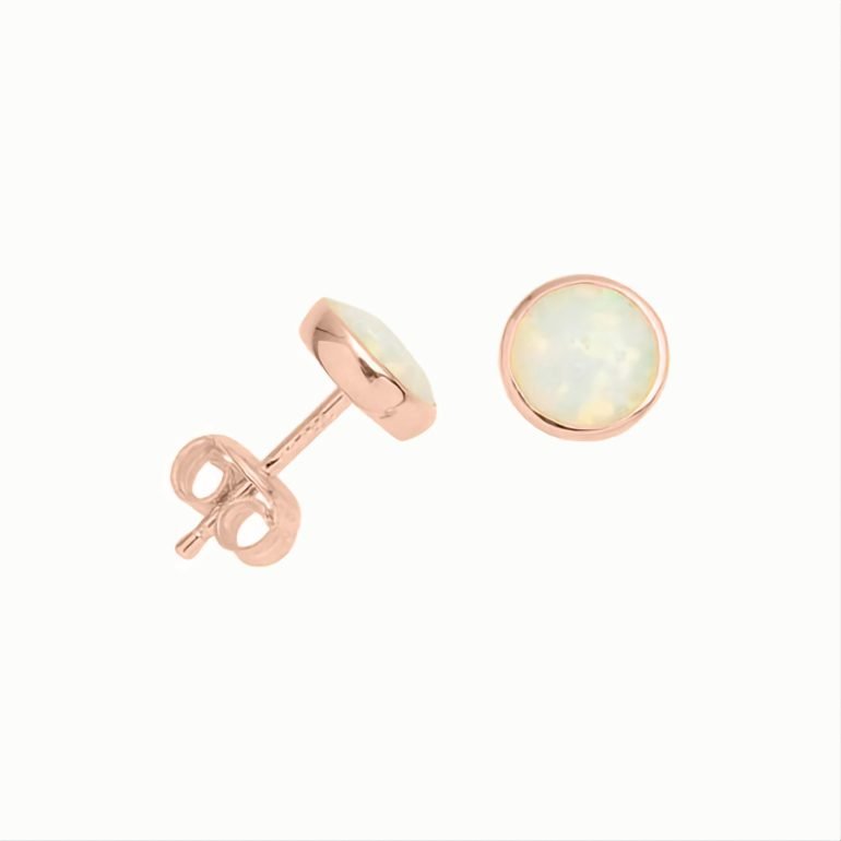 Rose gold stud earrings with opal