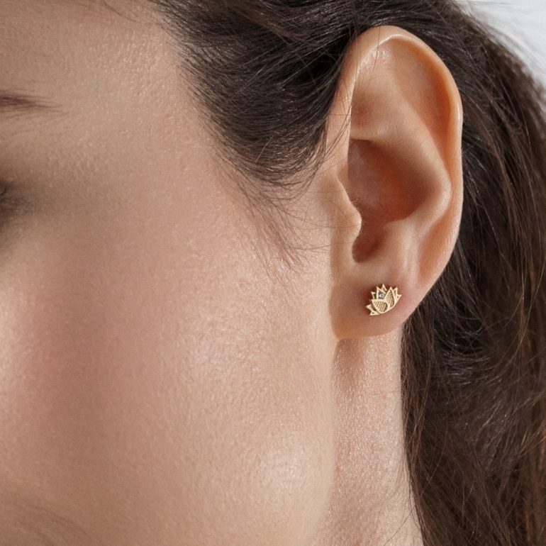 auksiniai auskarai - lotusas