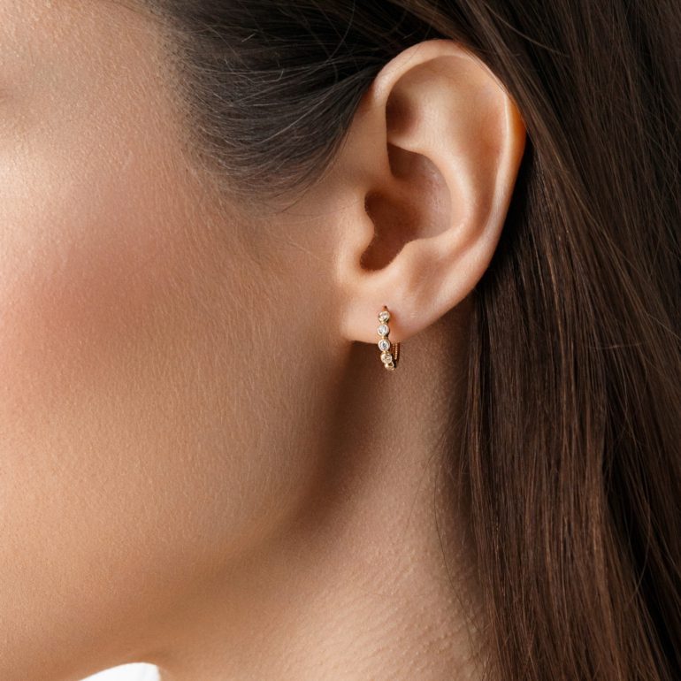 auksiniai auskarai rinkutės su cirkoniais