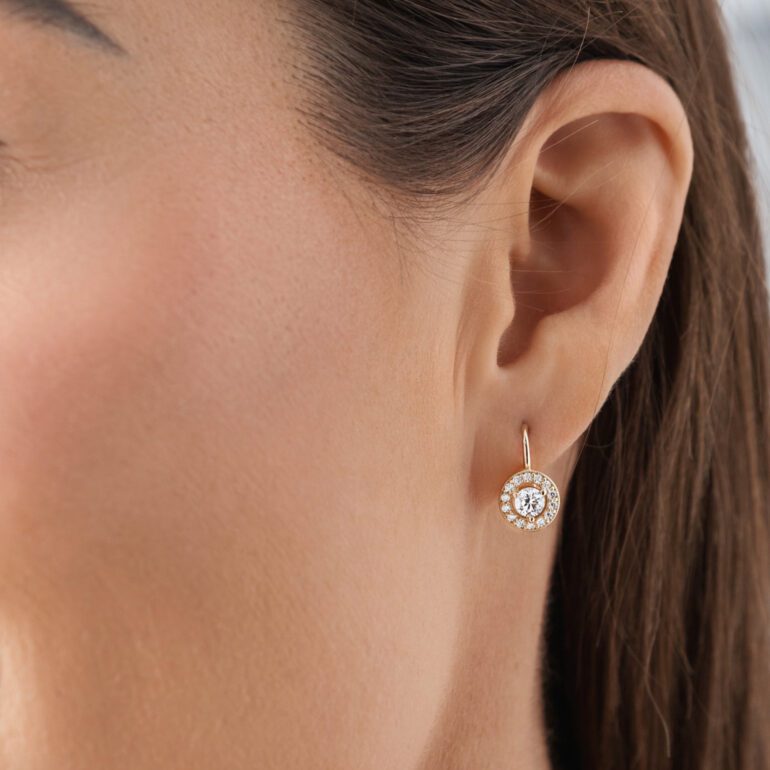 Geltono aukso auskarai su cirkoniais