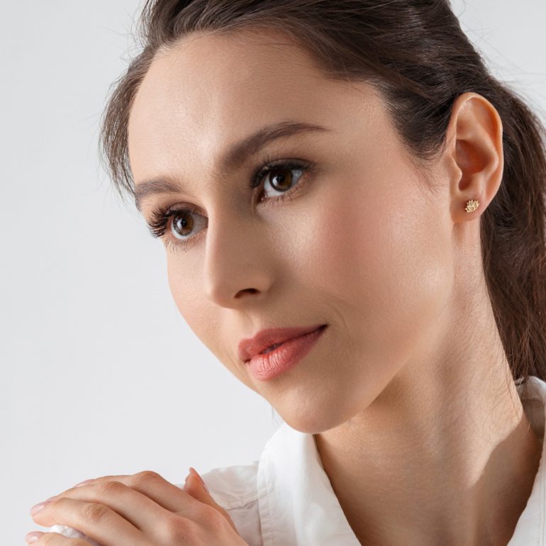 auksiniai auskarai - lotusas