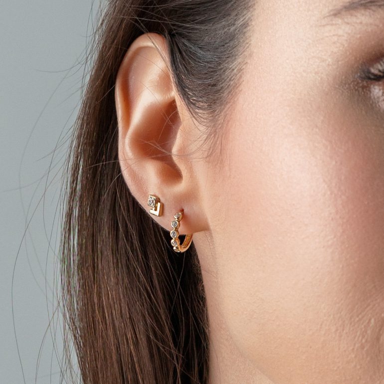 auksiniai auskarai rinkutės su cirkoniais