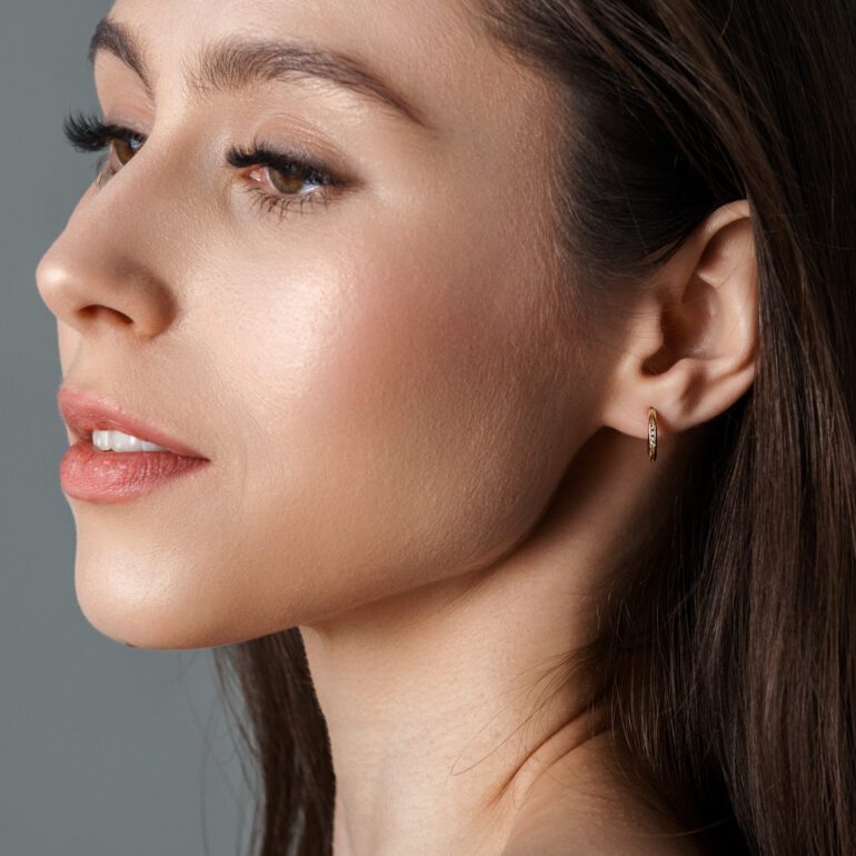 auksiniai auskarai rinkutės su cirkoniais