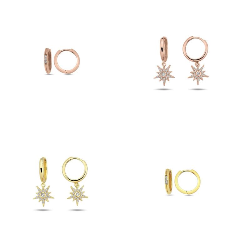 Rose Gold Hoop Earrings With Cubic Zirconia