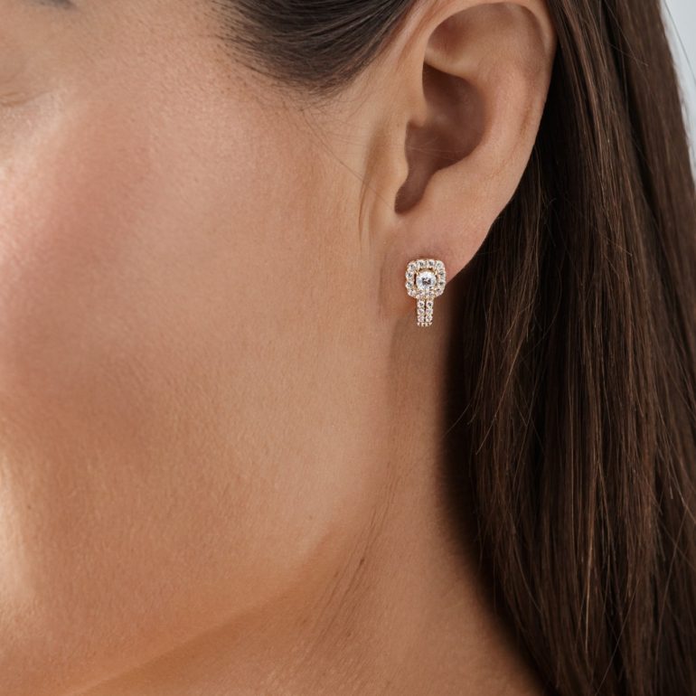 gold earrings with cubic zirconia