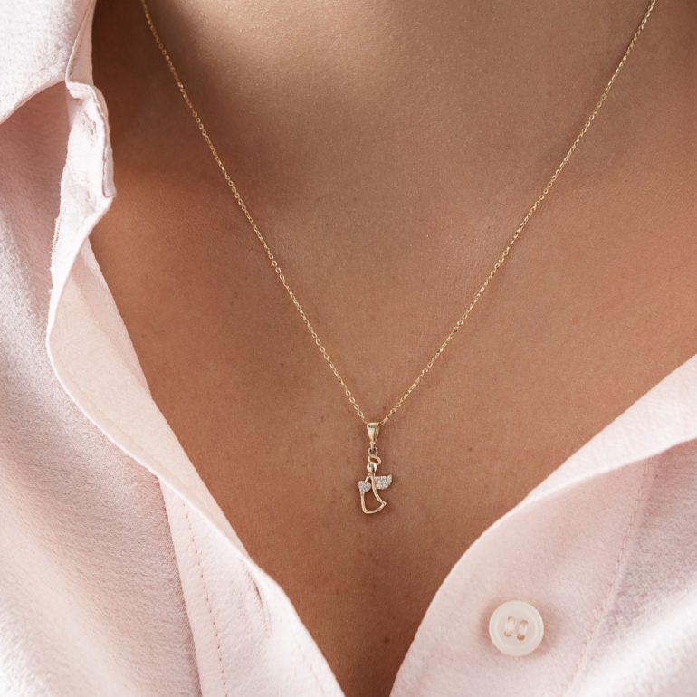 Auksinis pakabukas su cirkoniais - Angeliukas