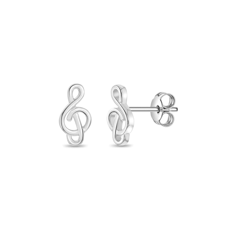 Sterling silver stud earrings - treble clef