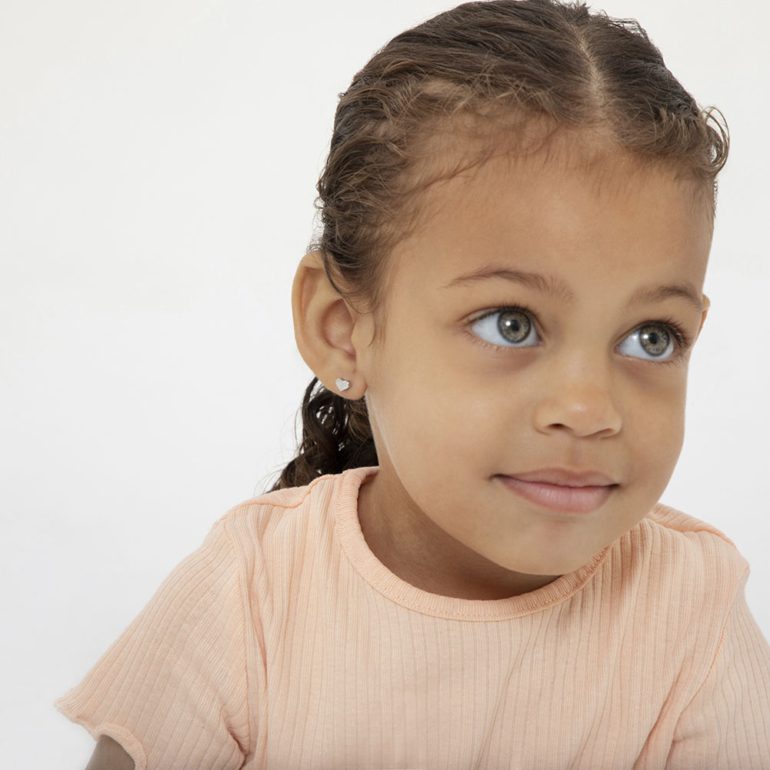 Vaikiški sidabriniai auskarai - širdelės