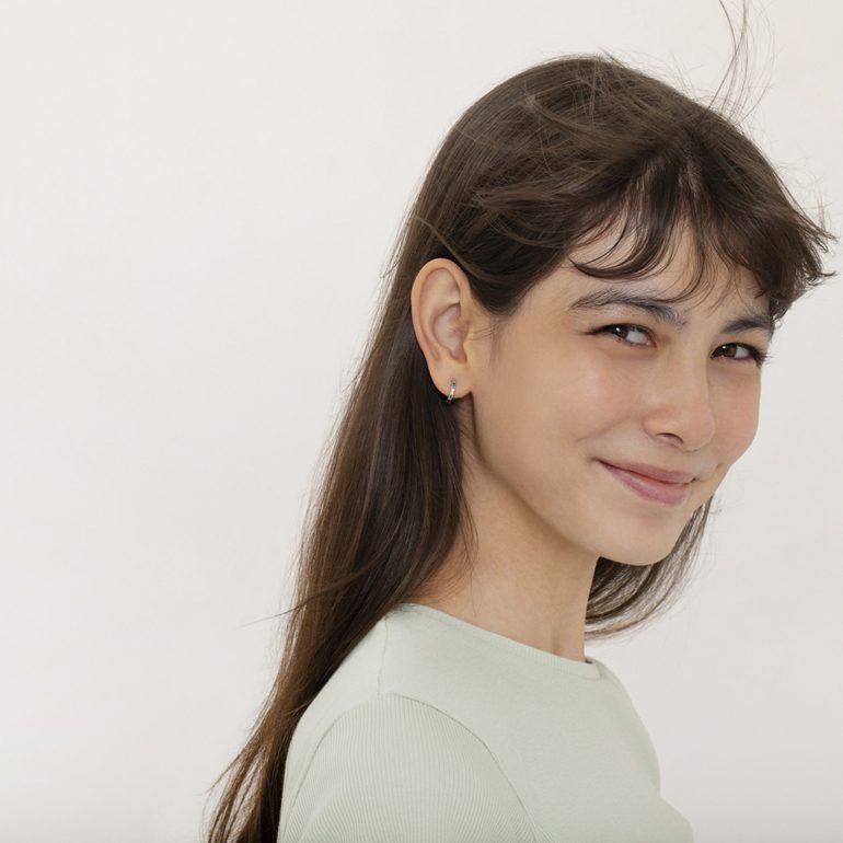 Sterling silver kids hoop earrings with cubic zirconia