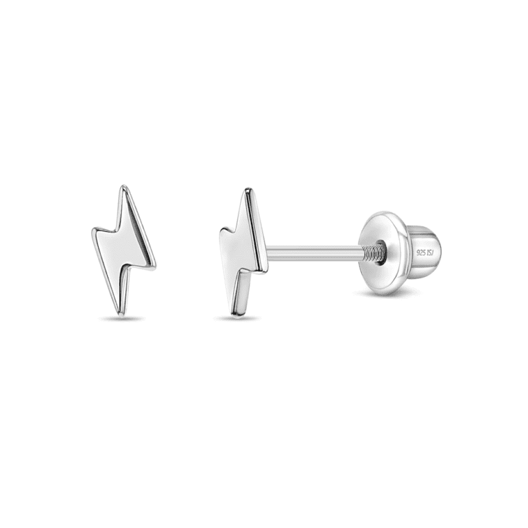 Sterling silver earrings for kids - lightening bolt