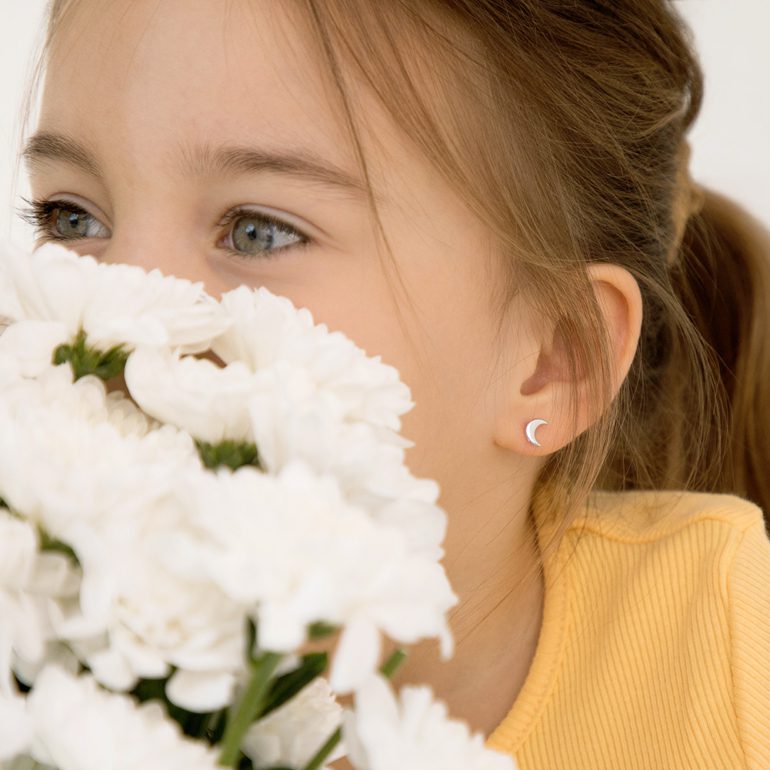 Sterling silver kids earrings - the moon