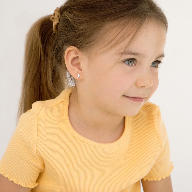 Sterling silver kids earrings - the moon
