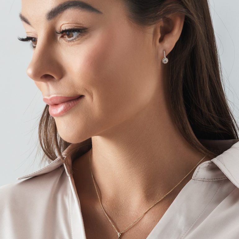 auksinis pakabukas - kryželis su cirkoniais