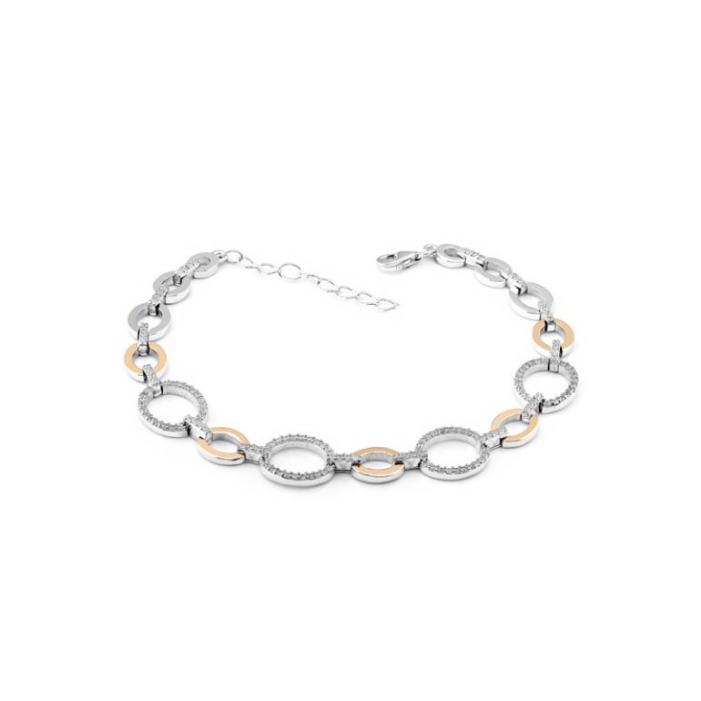 Gold plated sterling silver bracelet with cubic zirconia