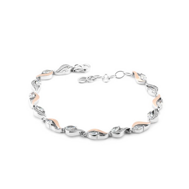 Gold plated sterling silver bracelet with cubic zirconia