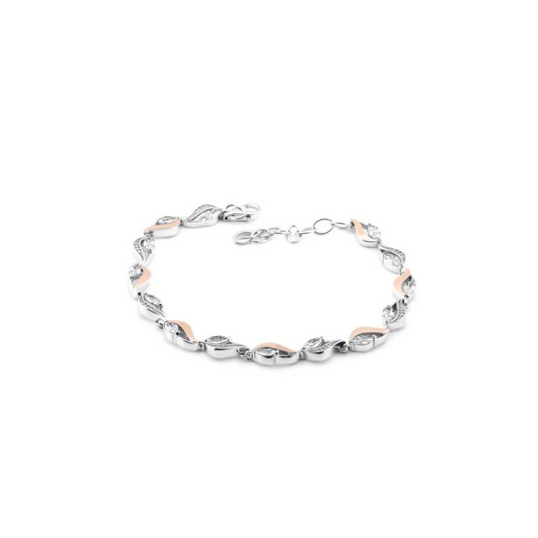 Gold plated sterling silver bracelet with cubic zirconia