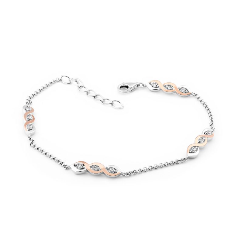 Gold plated sterling silver bracelet with cubic zirconia