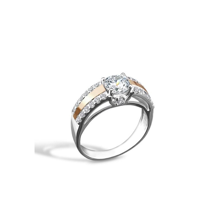 Gold plated sterling silver ring with cubic zirconia
