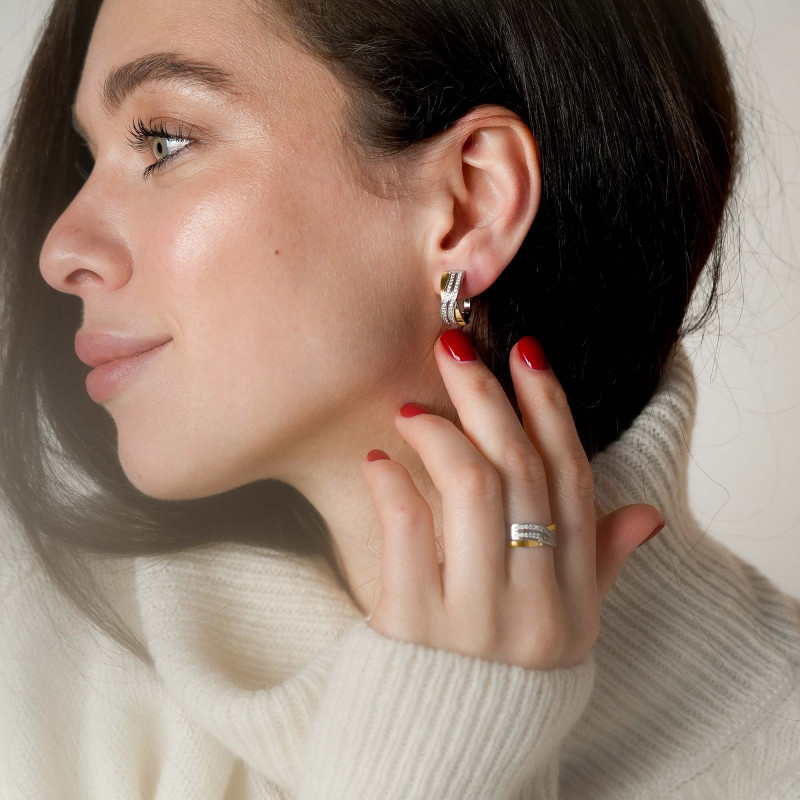 Auksu Dengti Sidabriniai Auskarai Su Cirkoniais