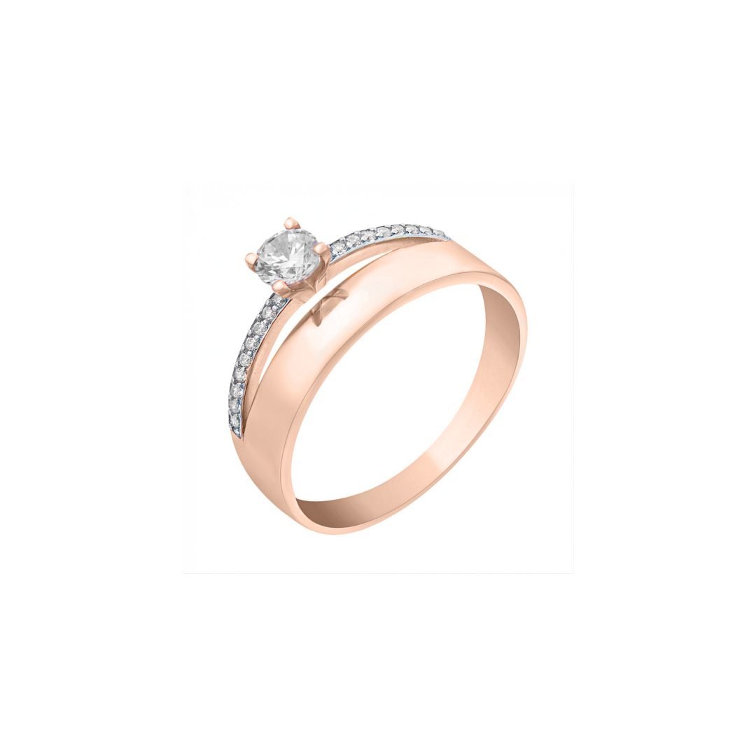 Rose gold ring with cubic zirconia