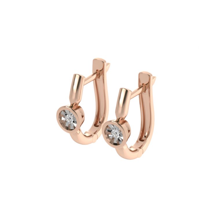 Rose gold earrings with diamonds