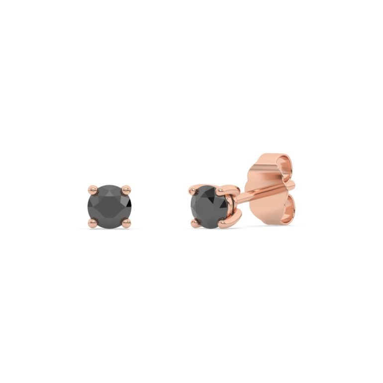 Rose gold stud earrings with black diamonds