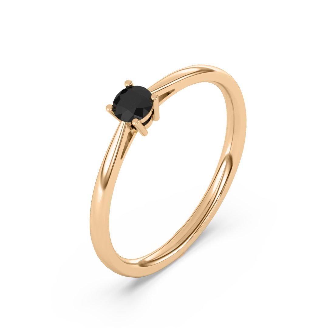 Rose gold ring with black diamond