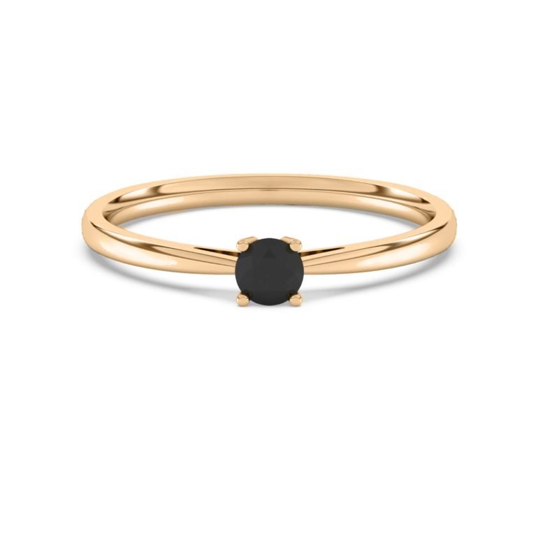 Auksinis žiedas su juodu deimantu