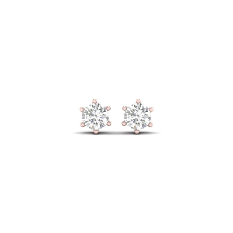 Rose gold stud earrings with diamonds