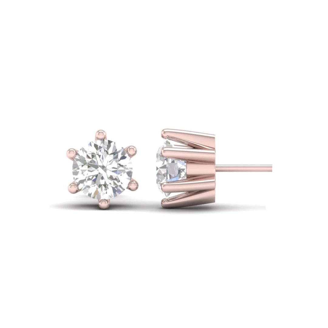 Rose gold stud earrings with diamonds