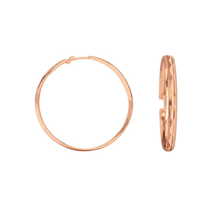Rose gold engraved hoop earrings