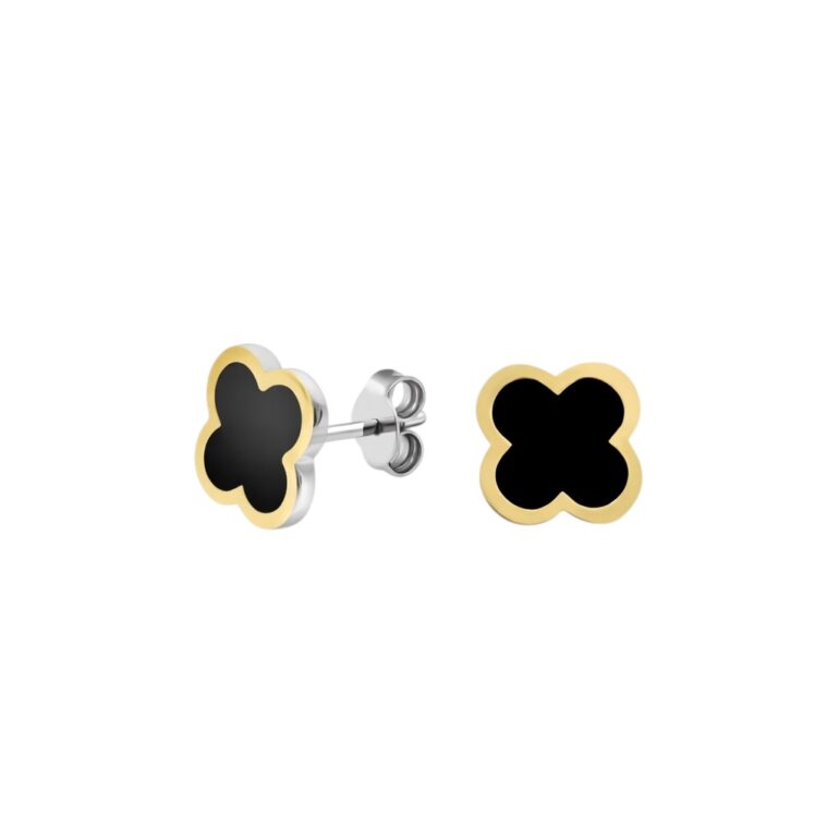 Gold Plated Sterling Silver Earrings - Four Leaf Clover