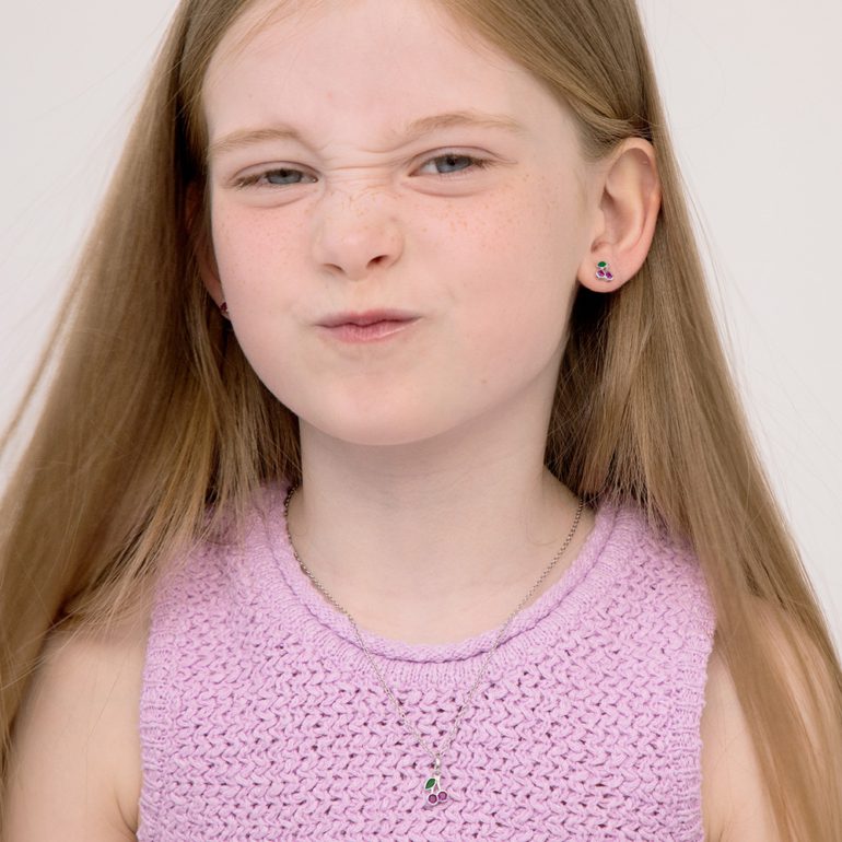 Sterling silver kids necklace - cherries