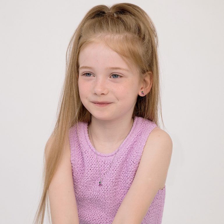 Sterling silver kids necklace - cherries