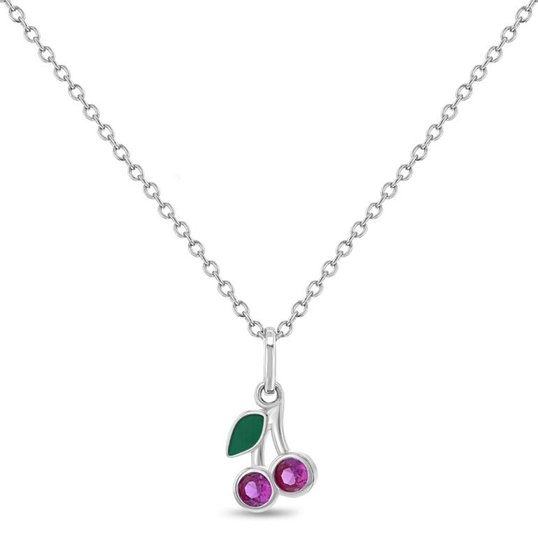 Sterling silver kids necklace - cherries