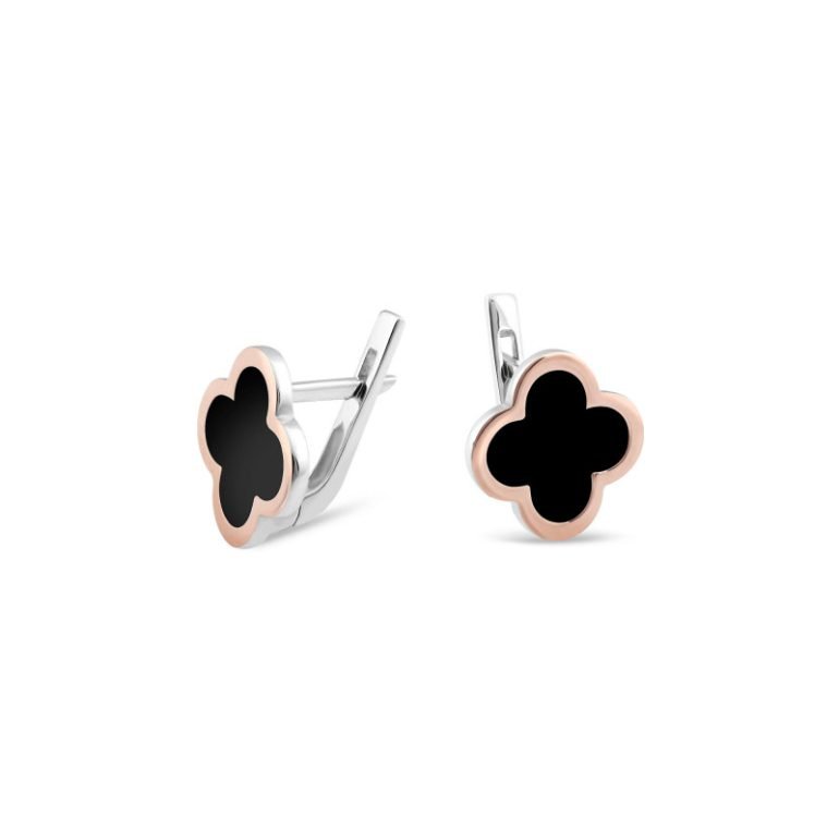 Gold plated sterling silver earrings - four leaf clover