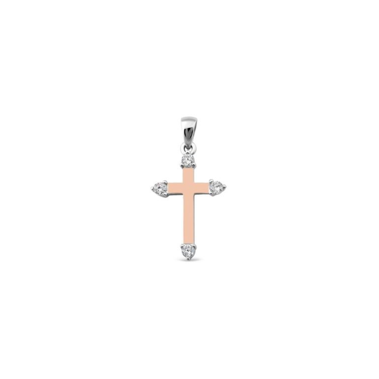 Gold plated sterling silver cross pendant with cubic zirconia
