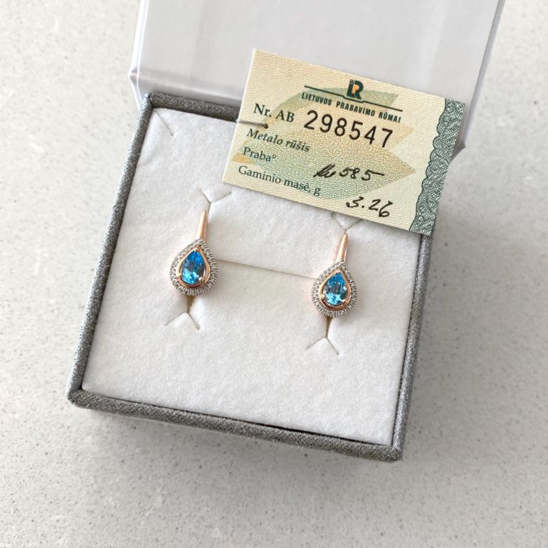Rose gold earrings with topaz and diamonds