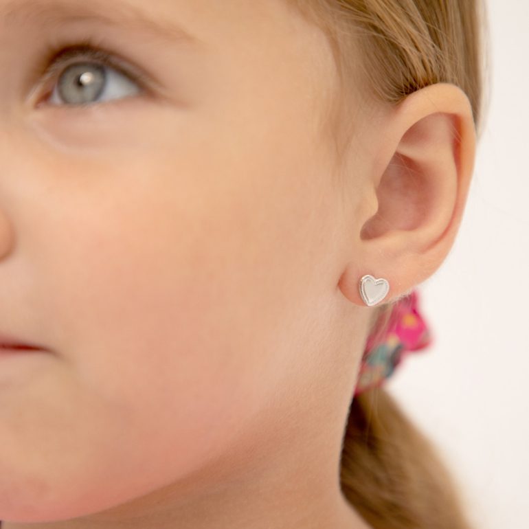 Sterling silver heart earrings for kids