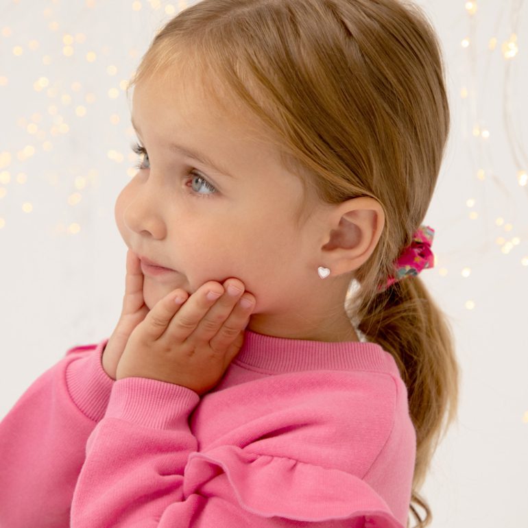 Sterling silver heart earrings for kids