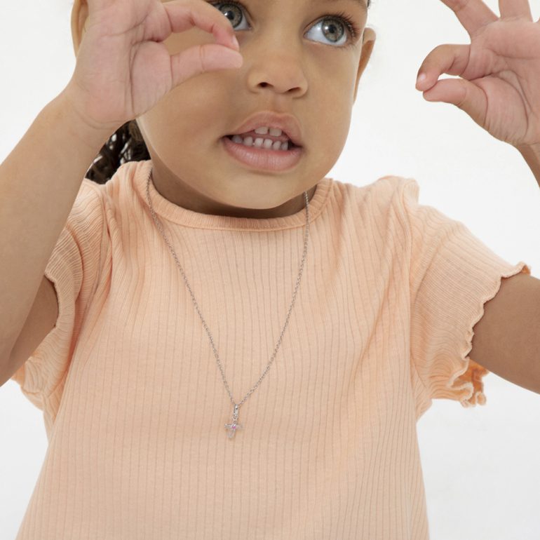 Sterling silver cross necklace for kids