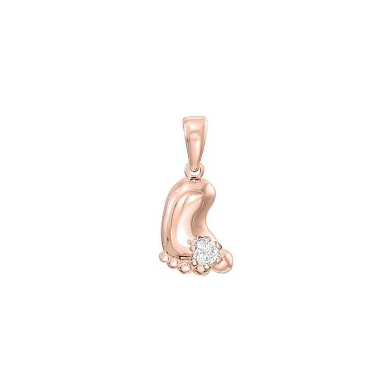 Rose Gold Feet Pendant With Cubic Zirconia