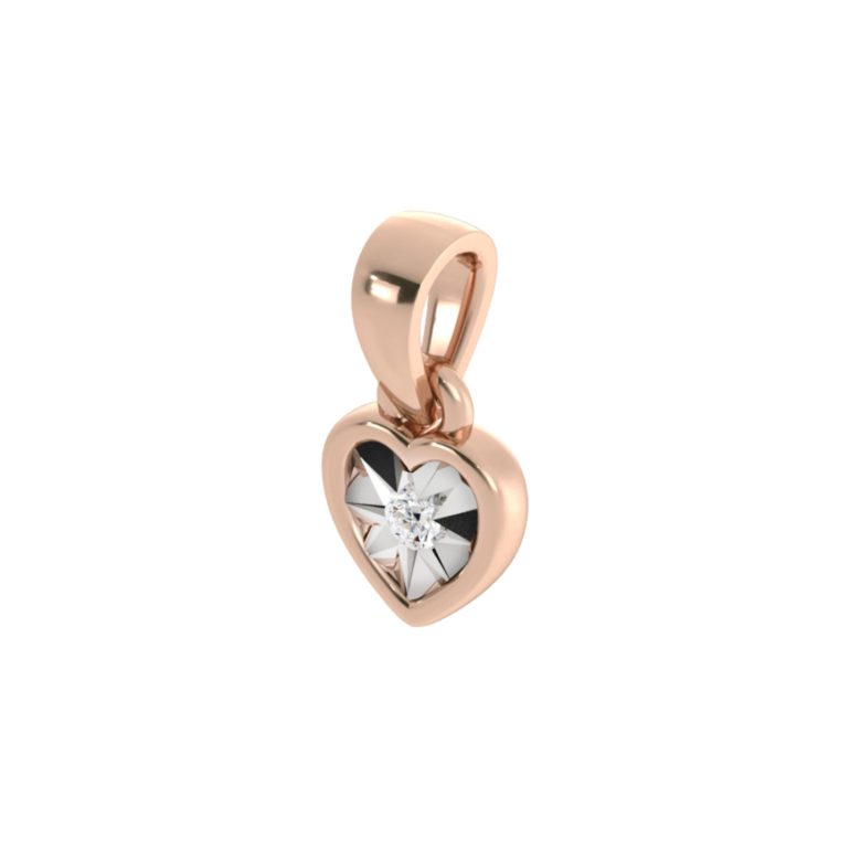 Rose gold heart pendant with diamond