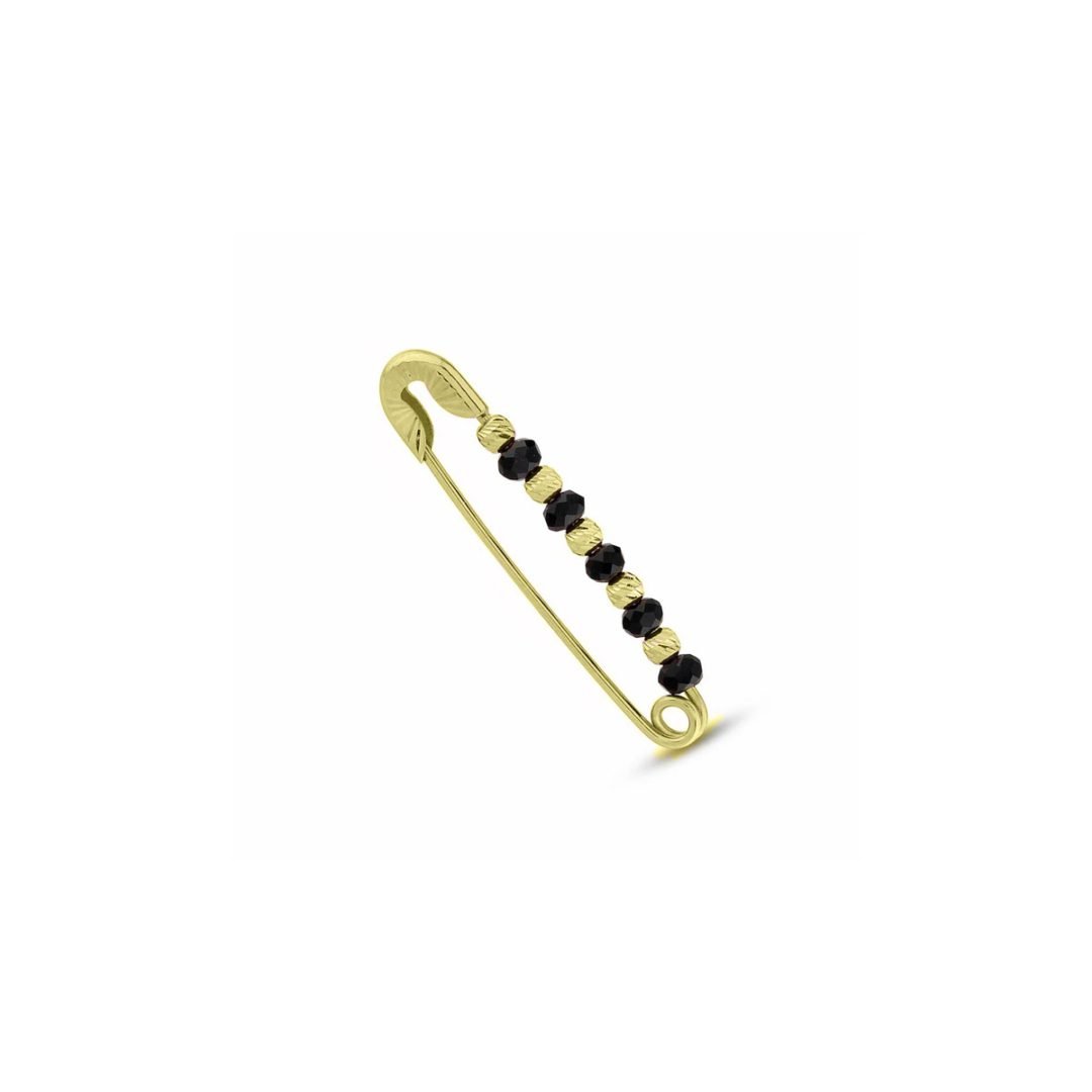 Yellow gold brooch with onyx