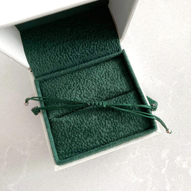 Žalio siūlo sidabrinė apyrankė - Keturlapis dobilas