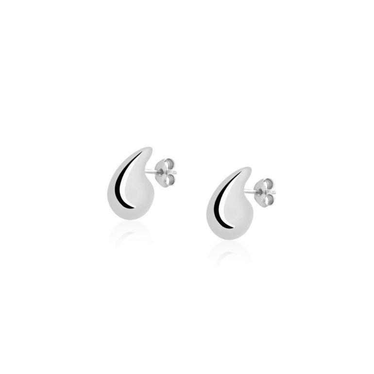 Sterling silver drop shaped stud earrings