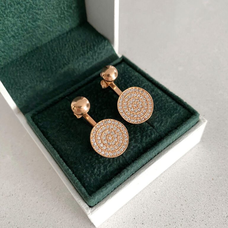 Rose gold stud earrings with cubic zirconia