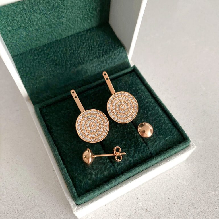 Rose gold stud earrings with cubic zirconia