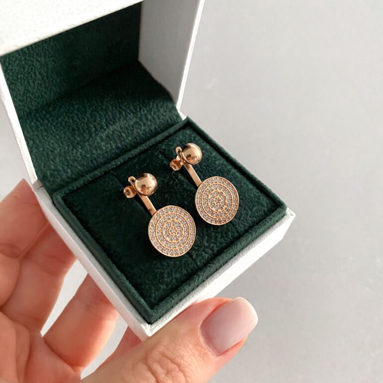 Rose gold stud earrings with cubic zirconia