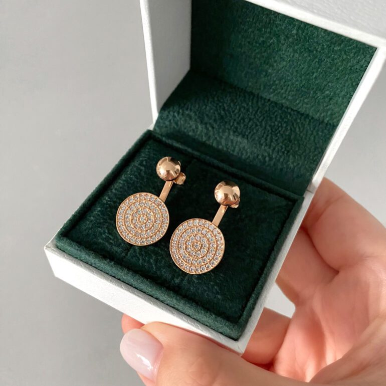 Rose gold stud earrings with cubic zirconia